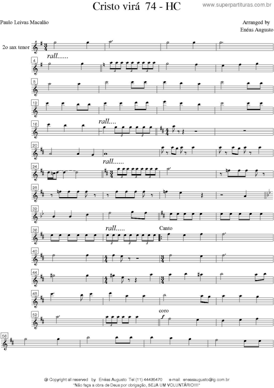 Partitura da música Cristo Virá - 74 HC v.7