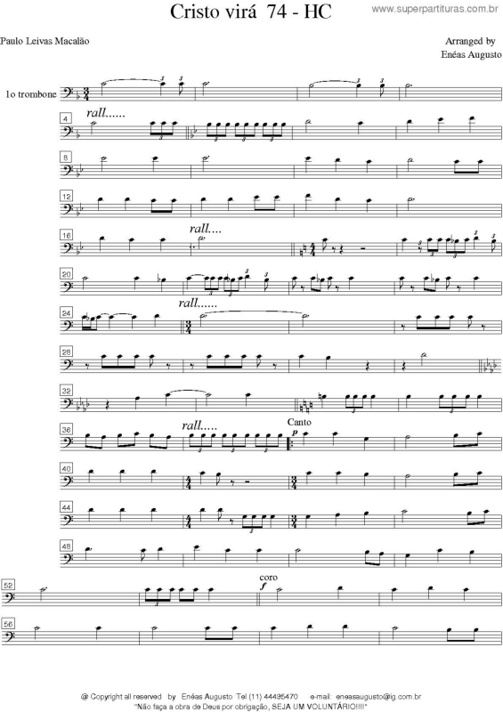 Partitura da música Cristo Virá - 74 HC v.9