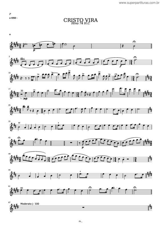 Partitura da música Cristo Vira v.2
