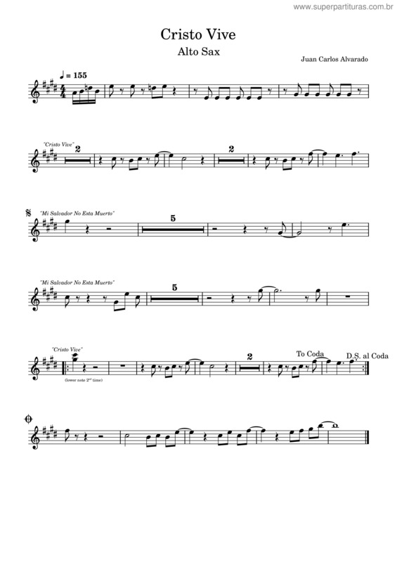 Partitura da música Cristo Vive – Alto Sax
