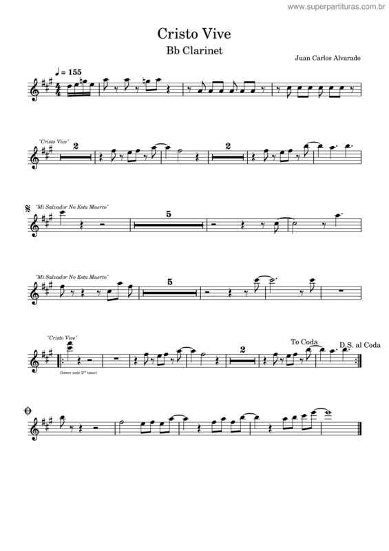 Partitura da música Cristo Vive – Bb Clarinet