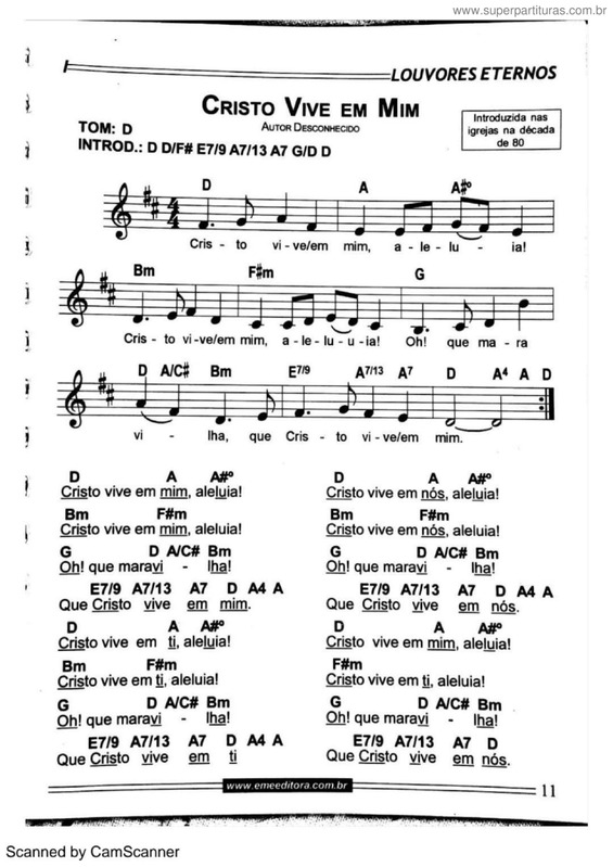 Partitura da música Cristo Vive Em Mim v.2