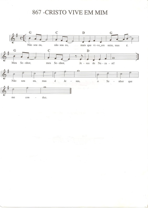 Partitura da música Cristo Vive em Mim