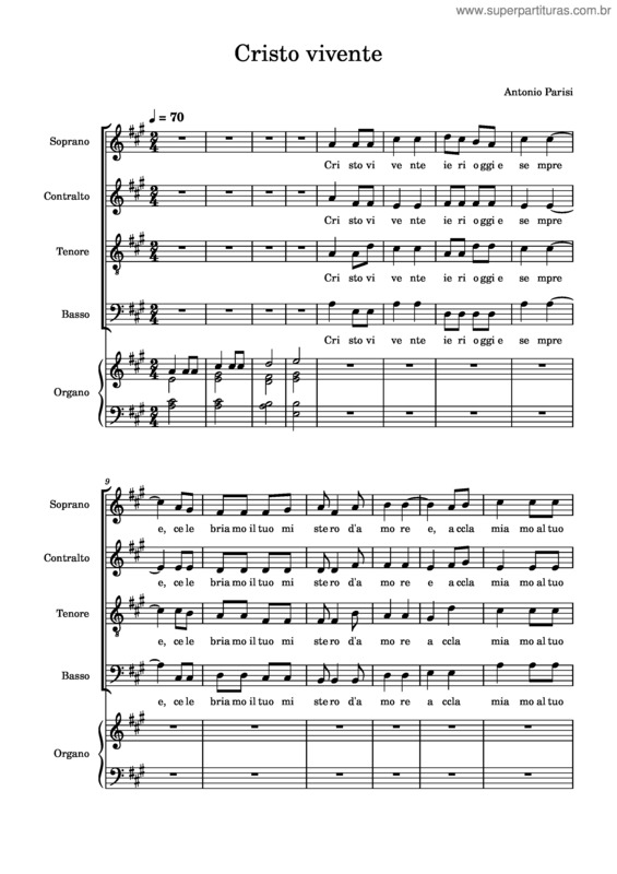 Partitura da música Cristo Vivente v.2