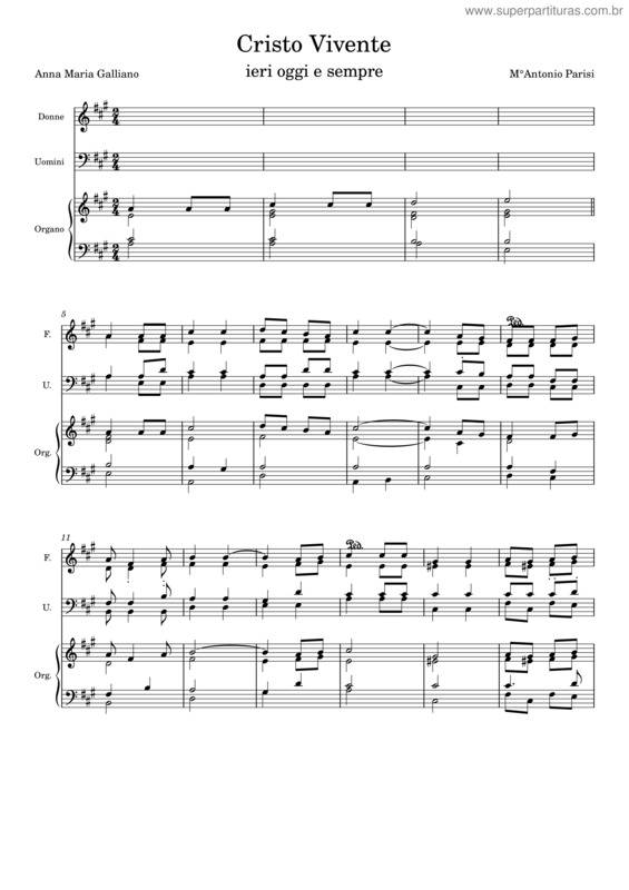 Partitura da música Cristo Vivente