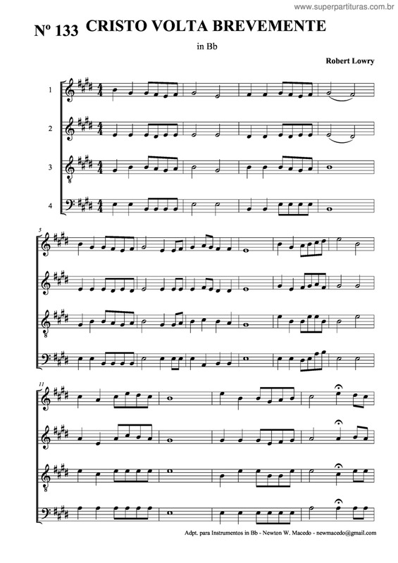 Partitura da música Cristo Volta Brevemente v.2