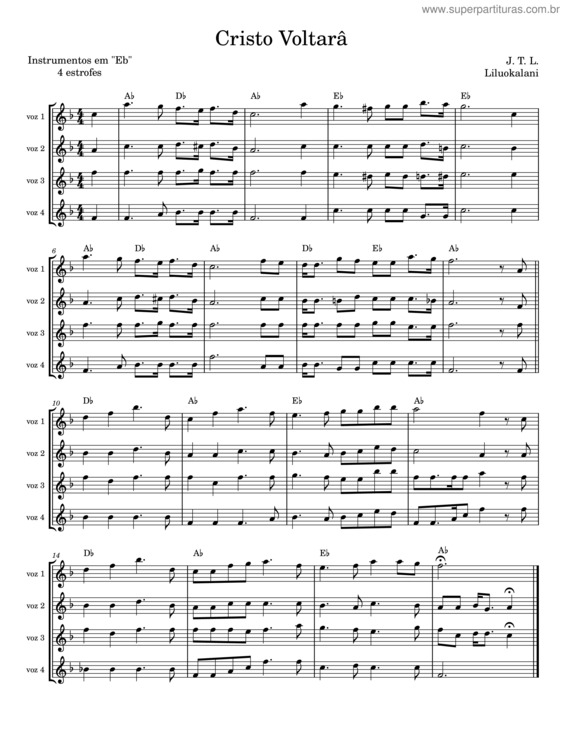 Partitura da música Cristo Voltará – J. T. L
