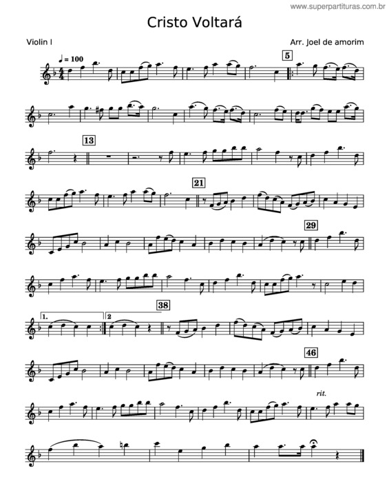 Partitura da música Cristo Voltará – Misc Praise Songs