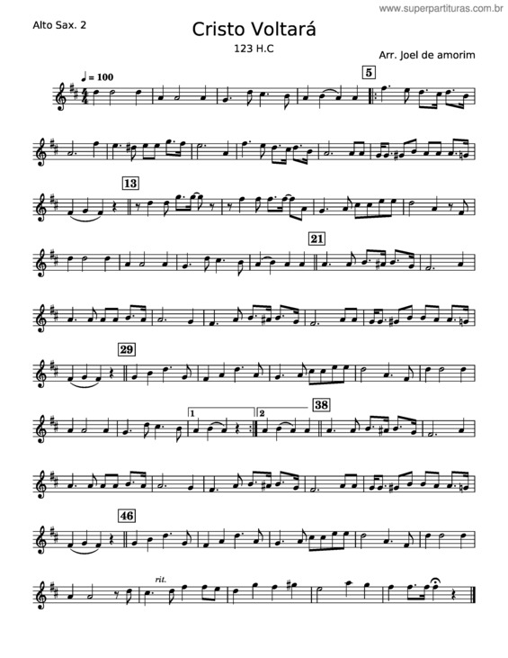 Partitura da música Cristo Voltará 123 H.C. – Misc Praise Song v.2