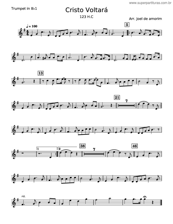 Partitura da música Cristo Voltará 123 H.C. – Misc Praise Song