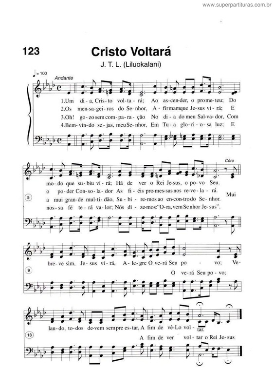 Partitura da música Cristo Voltará