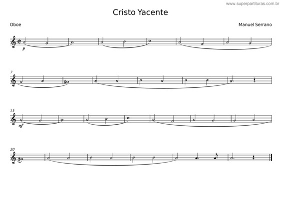 Partitura da música Cristo Yacente – Manuel Serrano