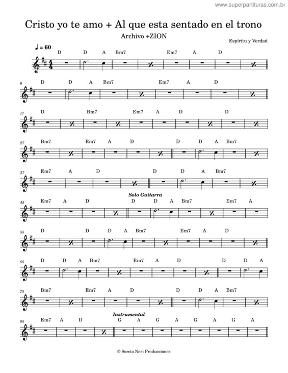 Partitura da música Cristo Yo Te Amo + Al Que Esta Sentado En El Trono