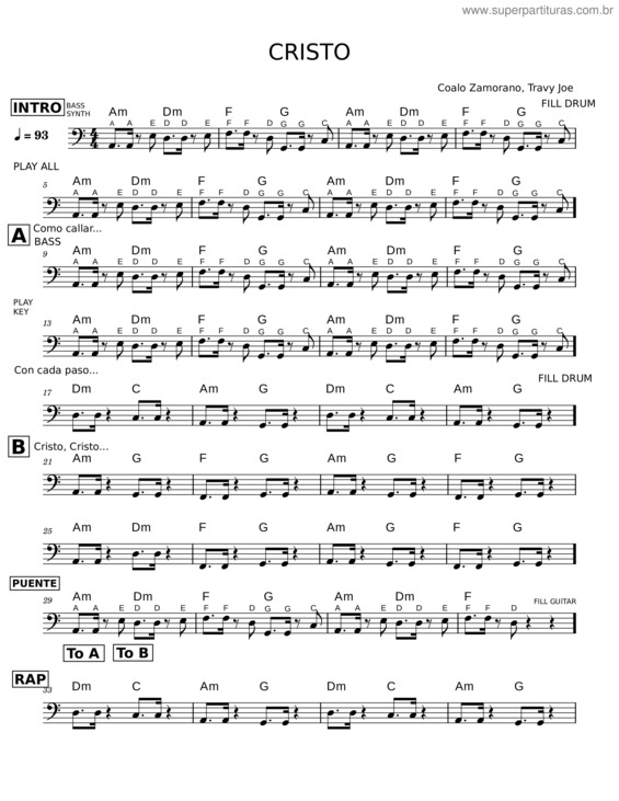 Partitura da música Cristo