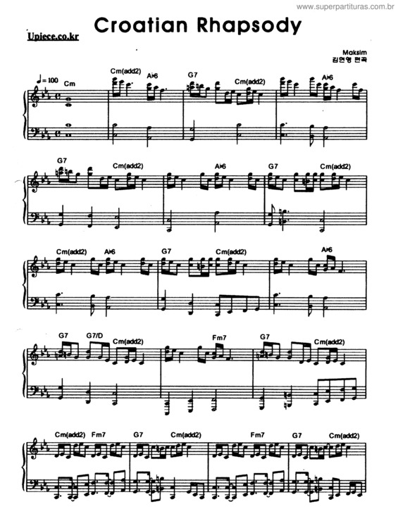 Partitura da música Croatian Rhapsody
