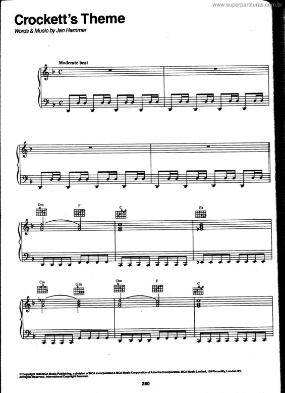 Partitura da música Crockett`s Theme