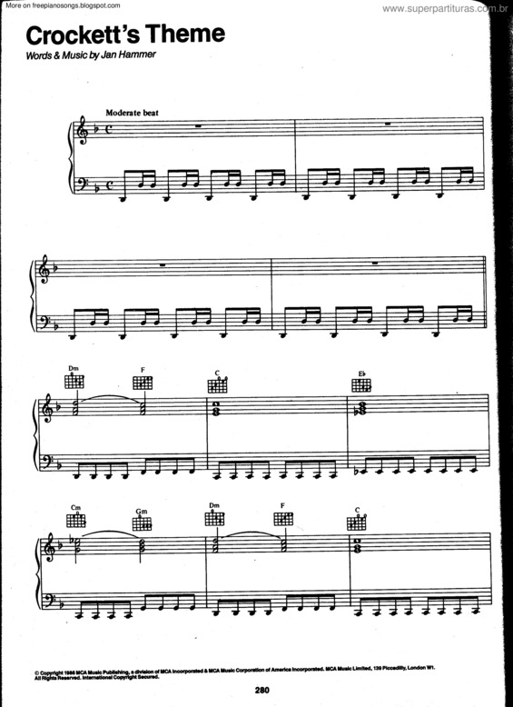 Partitura da música Crocketts Theme