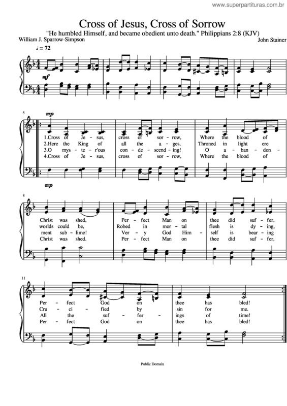 Partitura da música Cross Of Jesus Cross Of Sorrow