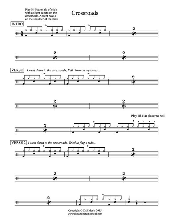 Partitura da música Crossroads