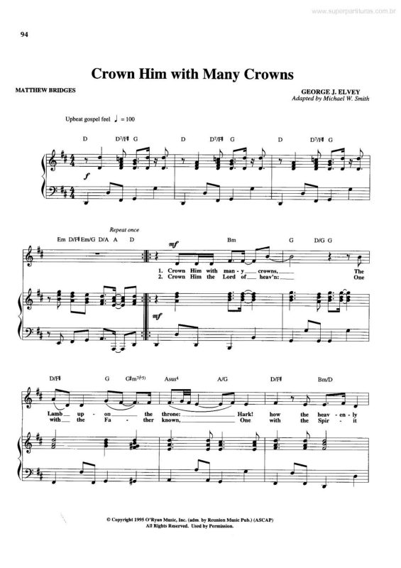 Partitura da música Crown Him with Many Crowns