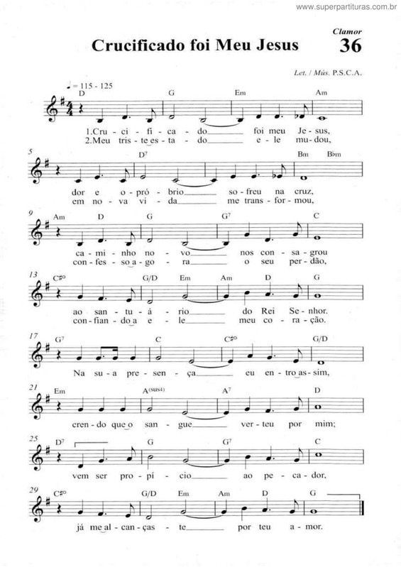 Partitura da música Crucificado Foi Meu Jesus