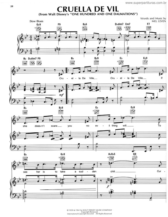 Partitura da música Cruella De Vil v.3