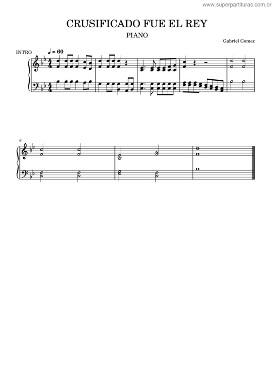 Partitura da música Crusificado Fue El Rey Piano