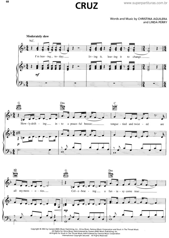 Partitura da música Cruz