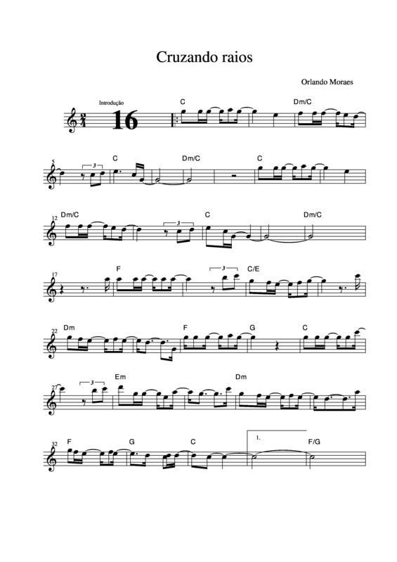 Partitura da música Cruzando Raios v.2