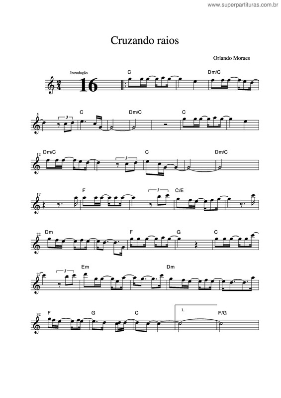 Partitura da música Cruzando Raios v.3