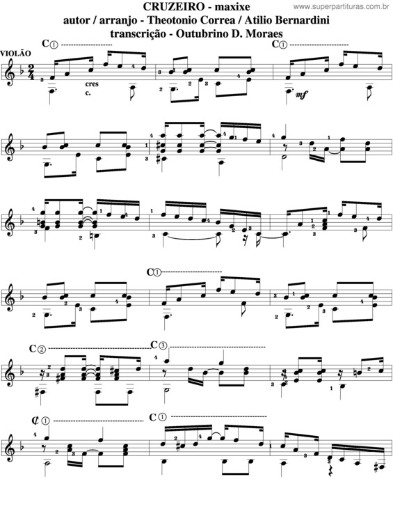 Partitura da música Cruzeiro v.3