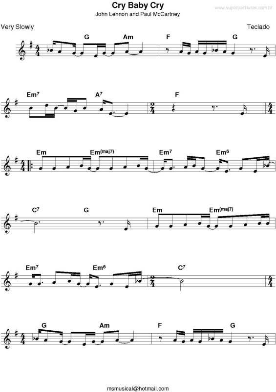 Partitura da música Cry Baby Cry v.2