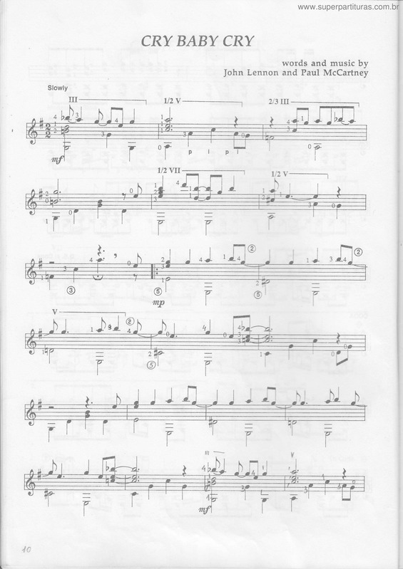 Partitura da música Cry Baby Cry v.4
