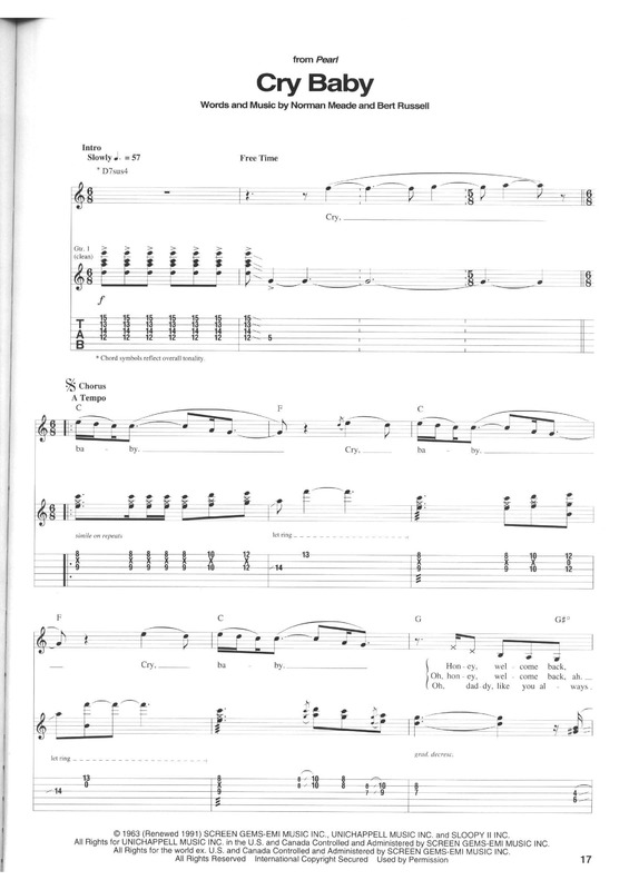 Partitura da música Cry Baby