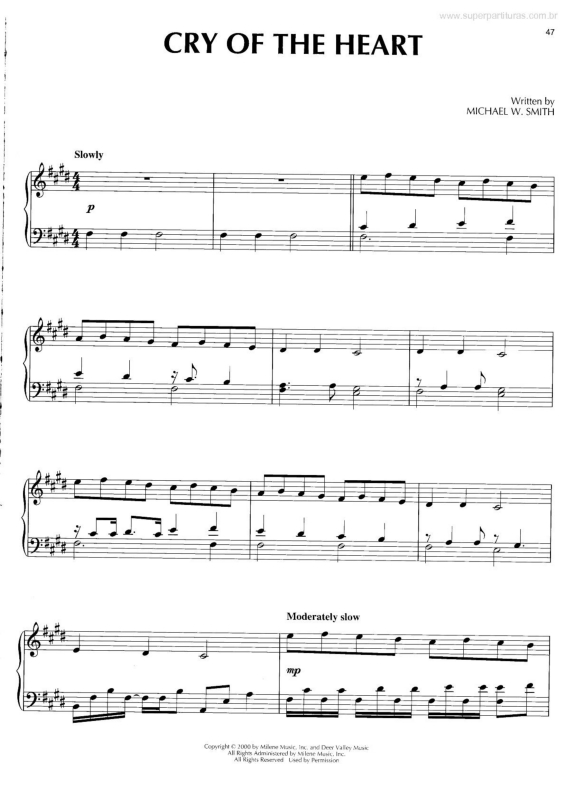 Partitura da música Cry of the Heart