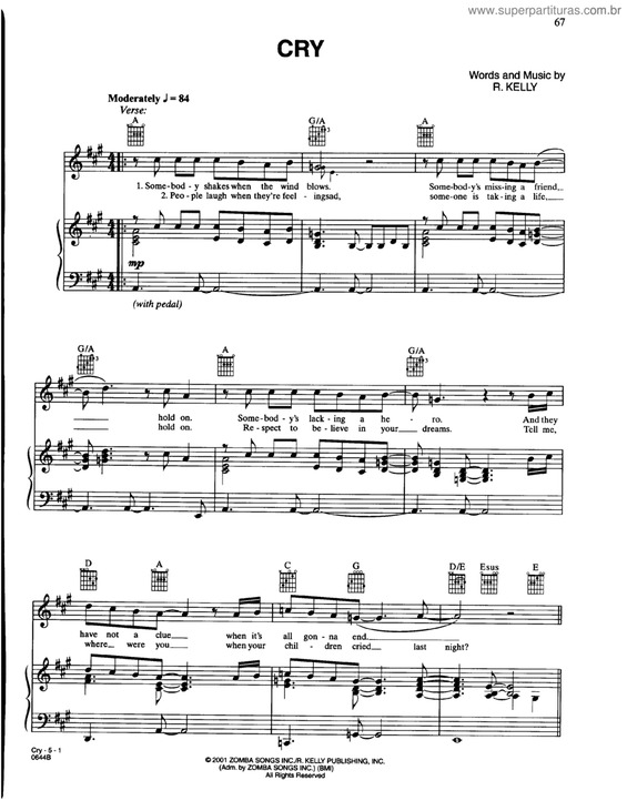 Partitura da música Cry v.2