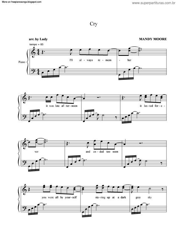 Partitura da música Cry v.6