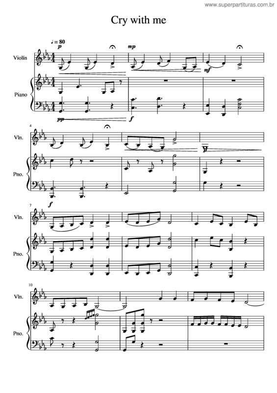 Partitura da música Cry With Me