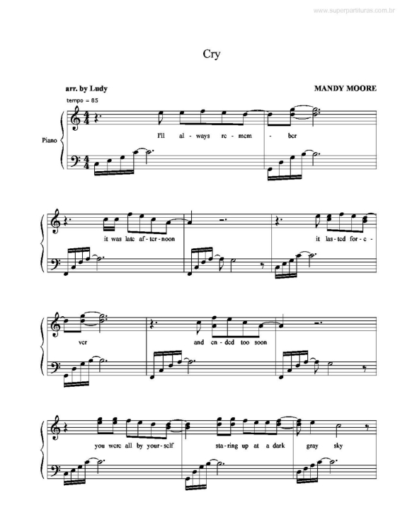 Partitura da música Cry