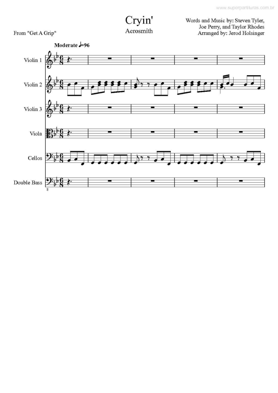 Partitura da música Cryin` v.2