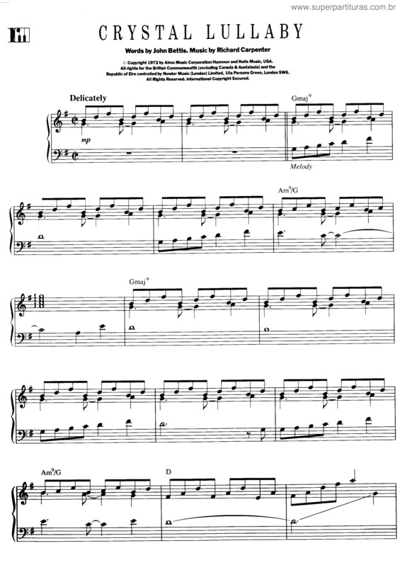 Partitura da música Crystal Lullaby v.4