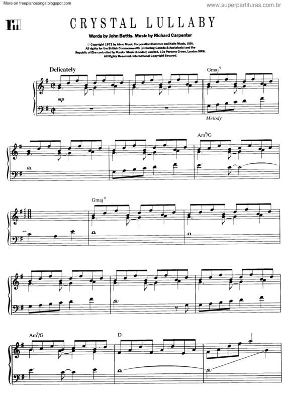 Partitura da música Crystal Lullaby v.6