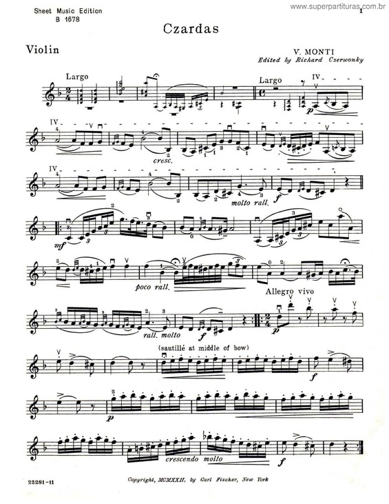 Partitura da música Csárdás v.2