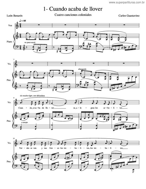 Partitura da música Cuando Acaba De Llover