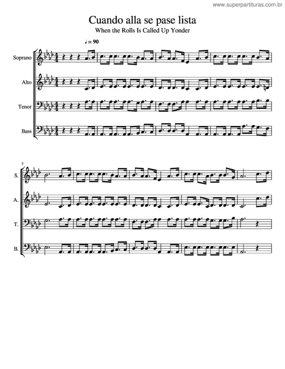 Partitura da música Cuando Alla Se Pase Lista