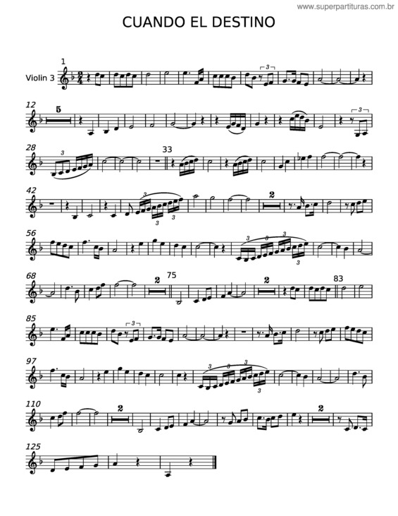 Partitura da música Cuando El Destino