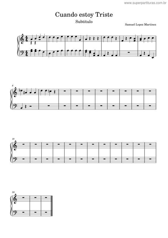 Partitura da música Cuando Estoy Triste