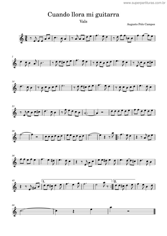 Partitura da música Cuando Llora Mi Guitarra