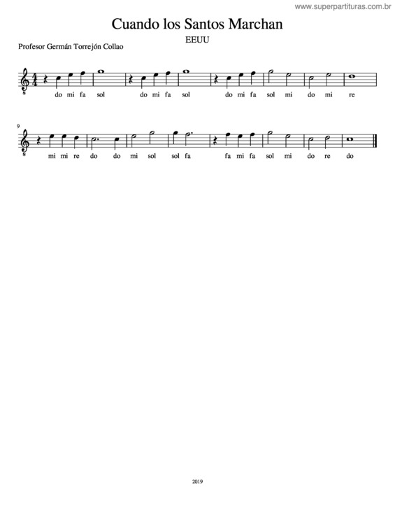 Partitura da música Cuando Los Santos Marchan