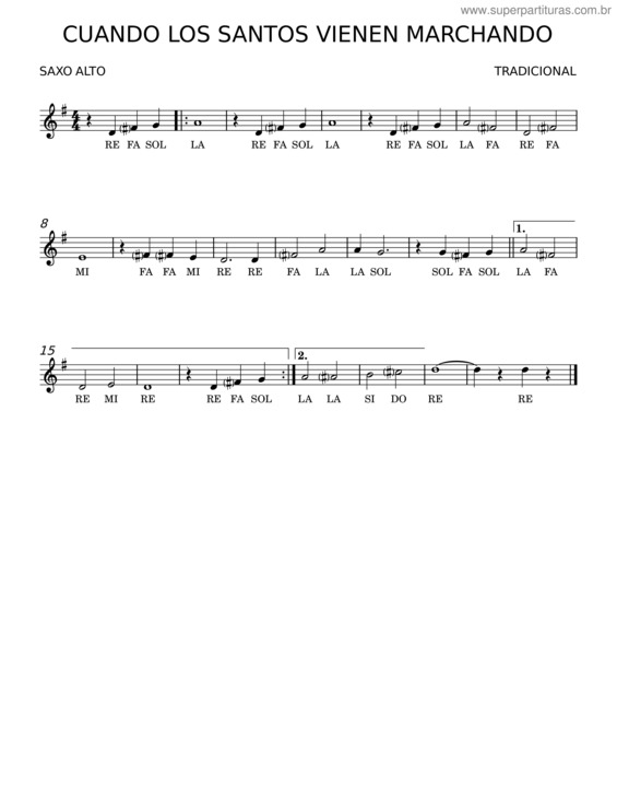 Partitura da música Cuando Los Santos Vienen Marchando